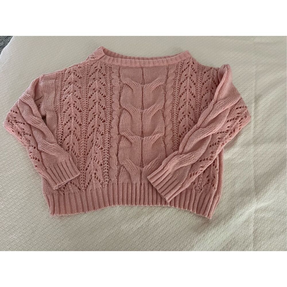 New pink lightweight cross banded sweater oversized crop size xl